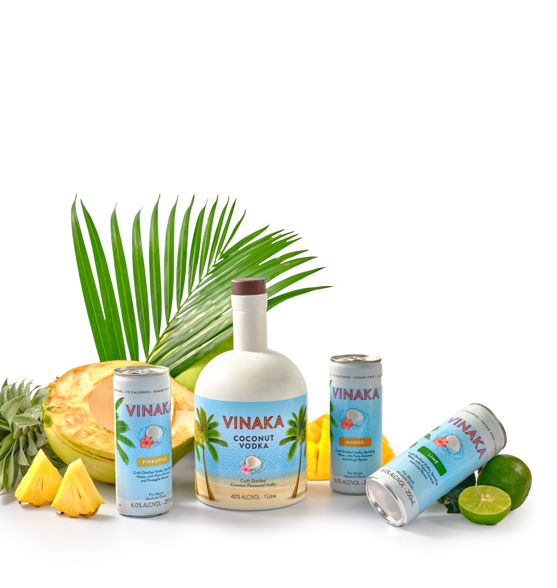 Vinaka bottle and can range