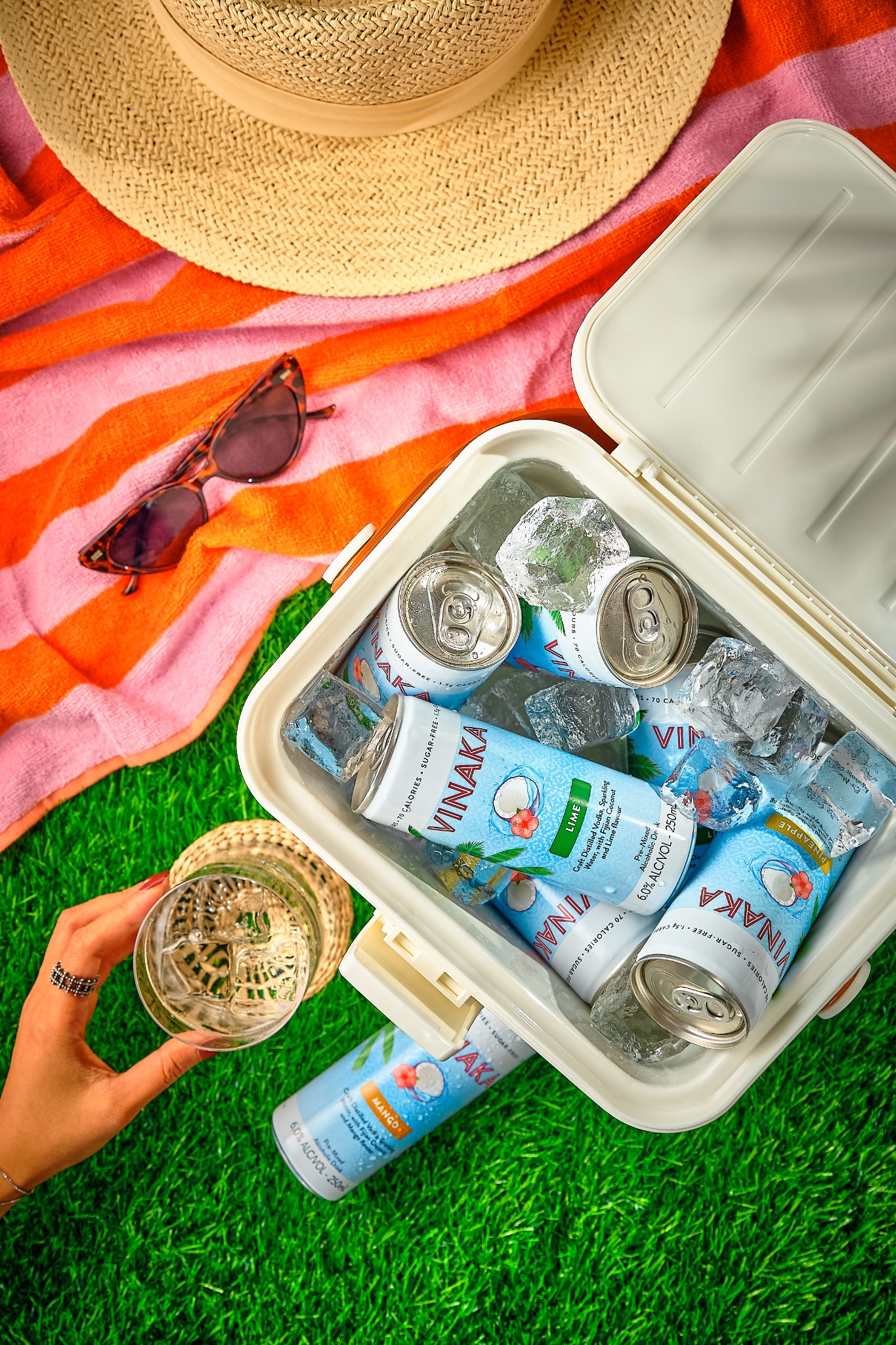 Vinaka cans in cooler
